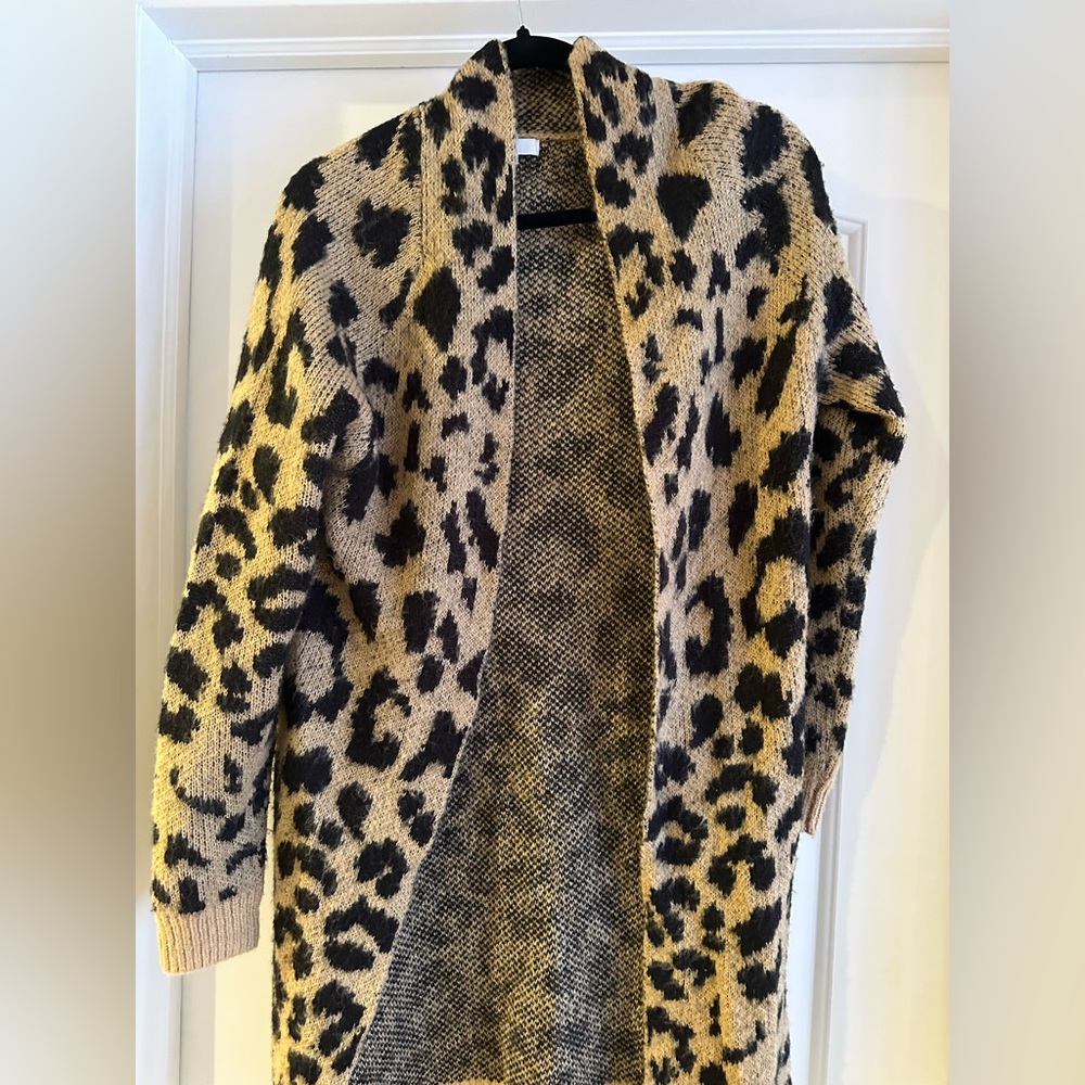 Nordstrom BP Cheetah Print Long Open Cardigan XS